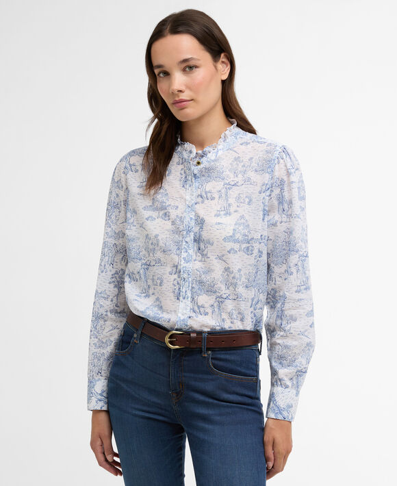 Barbour Wisteria Shirt: Ink Blue Print