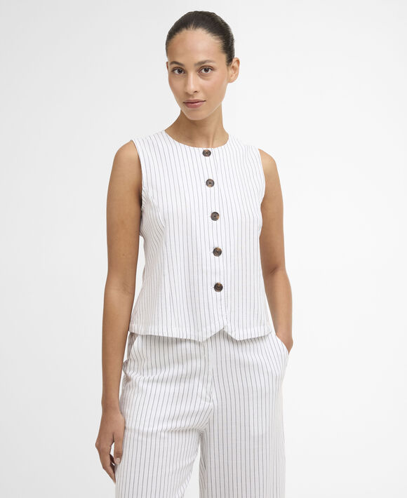 Barbour Sloane Top: White/Dark Navy Stripe