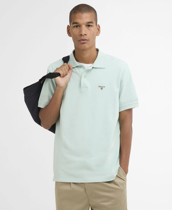 Barbour Lightweight Sports Polo: Mint Blue
