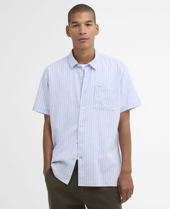 Barbour Nelson Striped Shot Sleeve Shirt: Blue