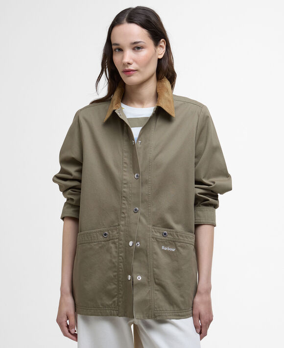 Barbour Sonnie Casual Overshirt: Dusky Green