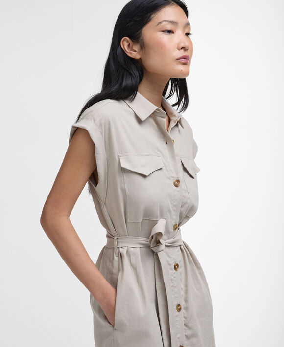 Barbour Birdie Maxi Dress: Light Sand