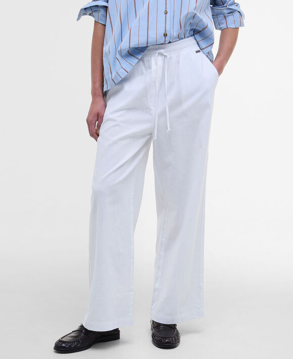 Barbour Christie Wide-Leg Trousers: White