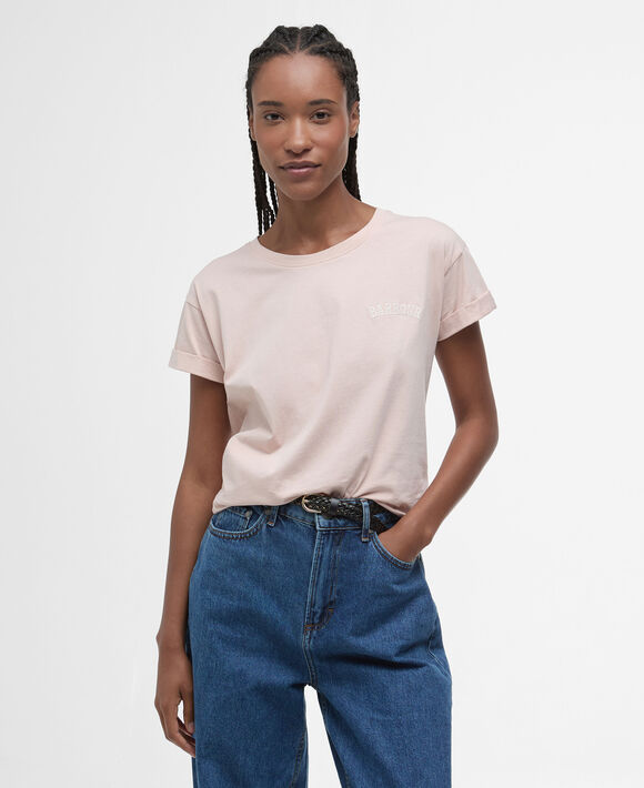Barbour Kenmore Logo T-shirt: Primrose Pink