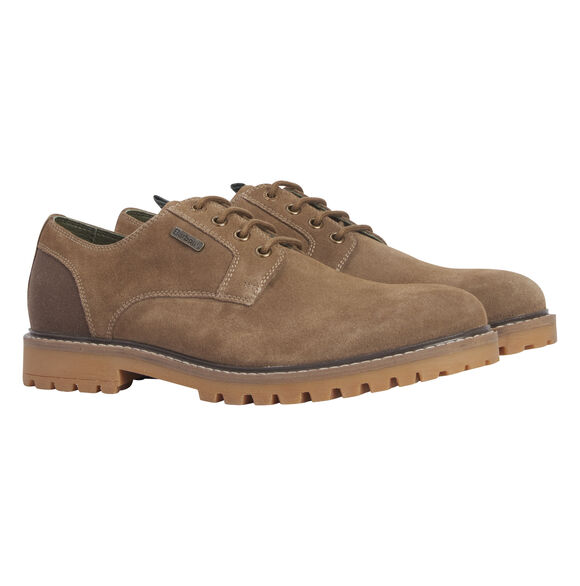 Barbour Sandstone Derby Shoe: Taupe Suede