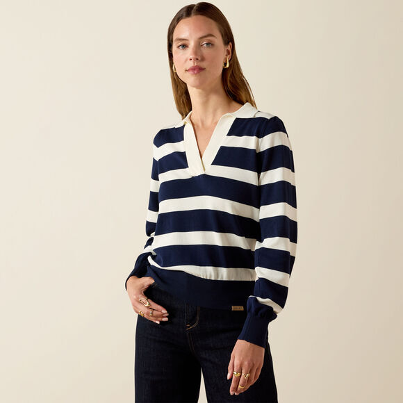 Arist Langsett Sweater: Navy Stripe