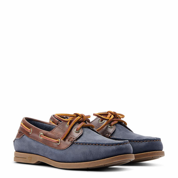 Ariat Antigua Ladies Boat Shoe: Navy