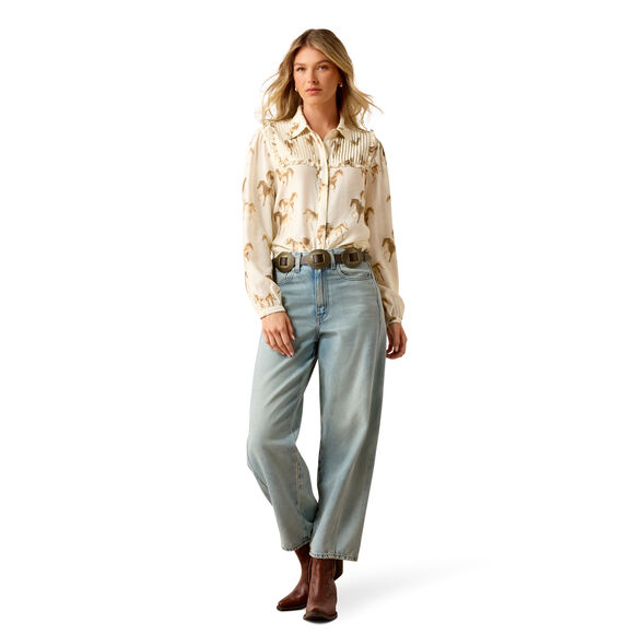 Ariat Hannington Blouse: Running Horse Print