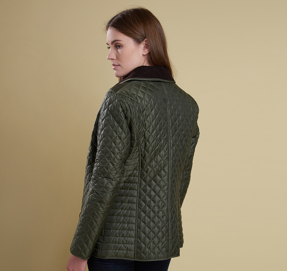 Barbour Broom Quilted Jacket Olive Back Model