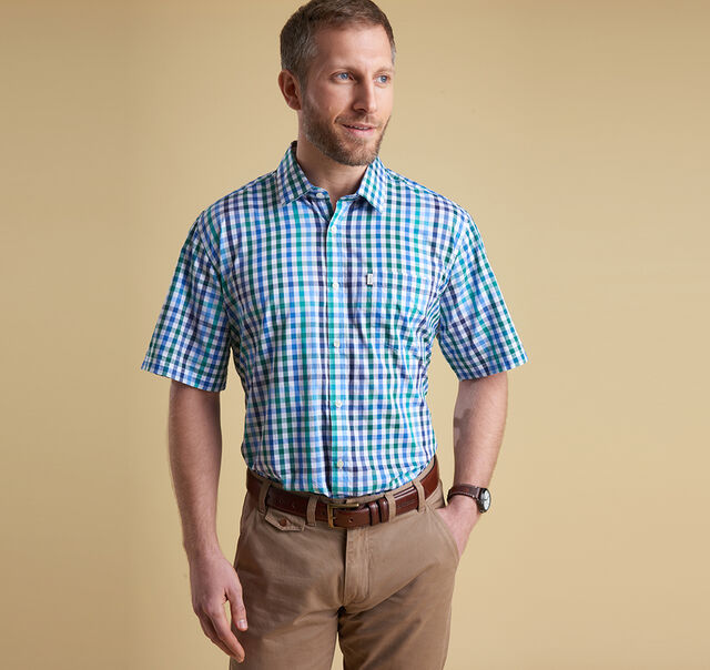 Barbour Hawnby Check Shirt- Racing Green Front Model