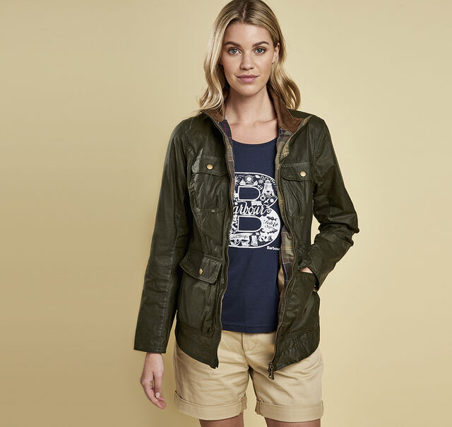Barbour Lightweight Filey Wax Jacket-Archive Olive Front Model