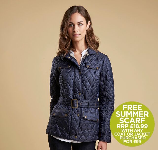 In Store Free Scarf Offer Barbour Kilbride Quilted Jacket- Navy