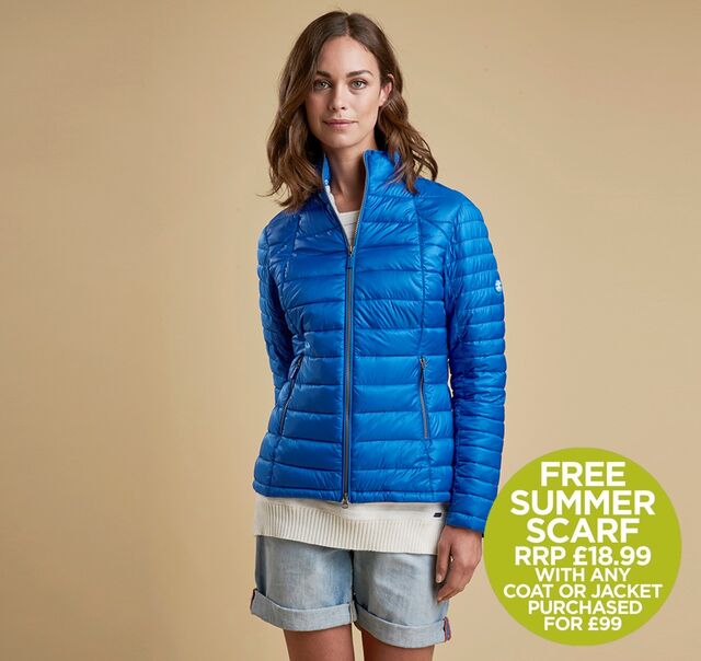 Instore Free Scarf Offer Barbour Daisy Hill Quilted Jacker- Victoria Blue