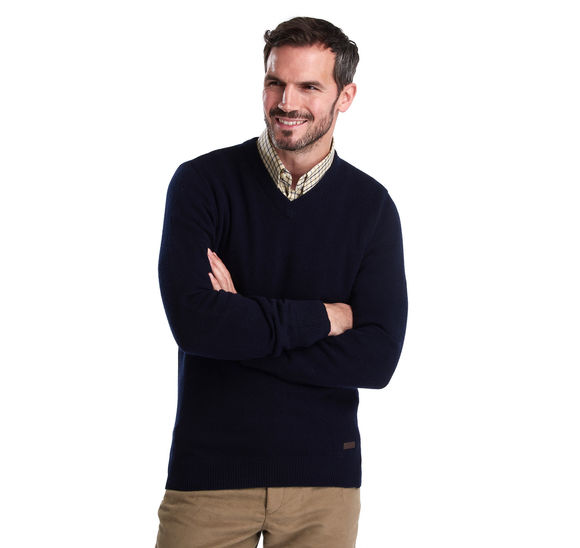 Barbour Nelson Essential V Neck Jumper: Navy