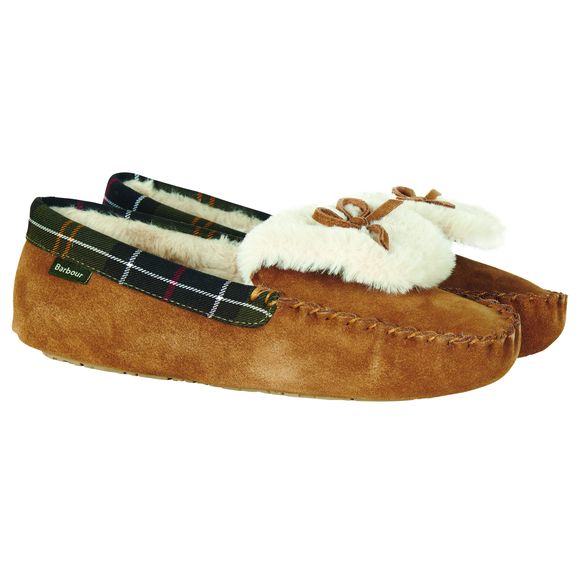 Barbour Darcie Slippers: Tan Suede