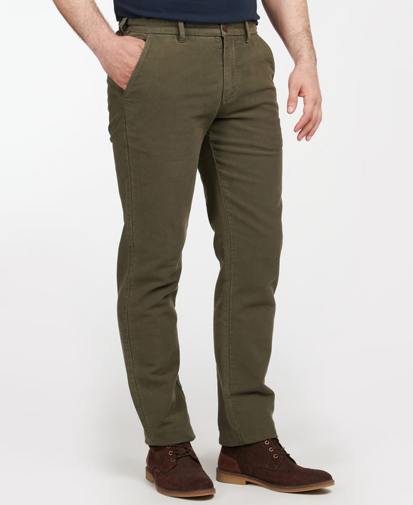 Barbour Neuston Moleskin Trousers: Dark Olive
