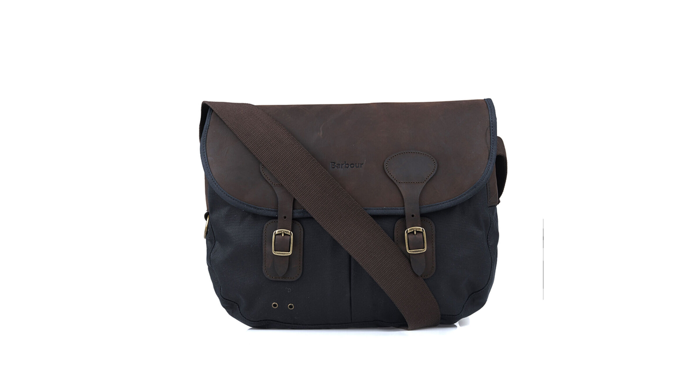 Barbour Wax Leather Tarras Bag: Navy