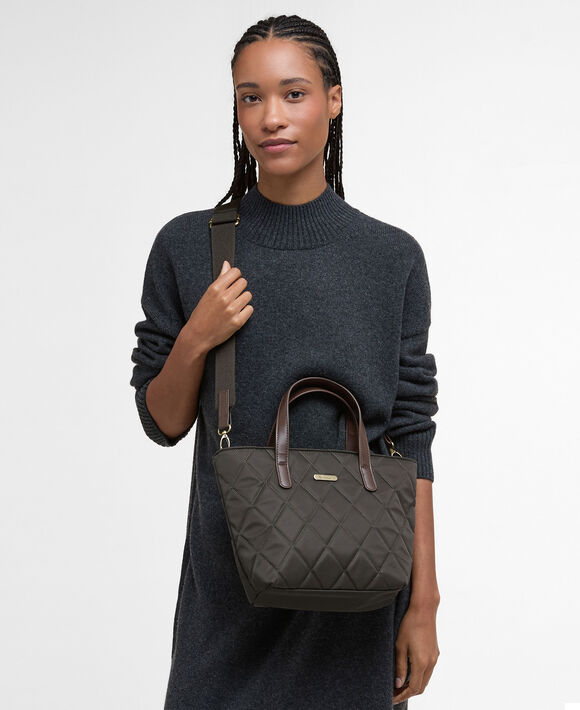 Barbour Mini Quilted Tote Bag: Olive