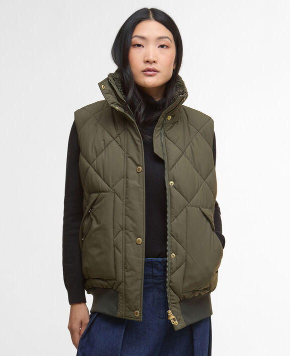Barbour Becky Gilet: Olive/Ancient Tartan