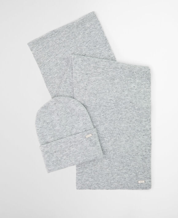 Barbour Winona Beanie and Scarf Set: Light Grey