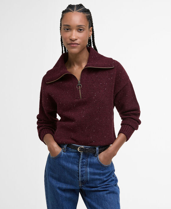 Barbour Lavensdale Jumper: Black Cherry
