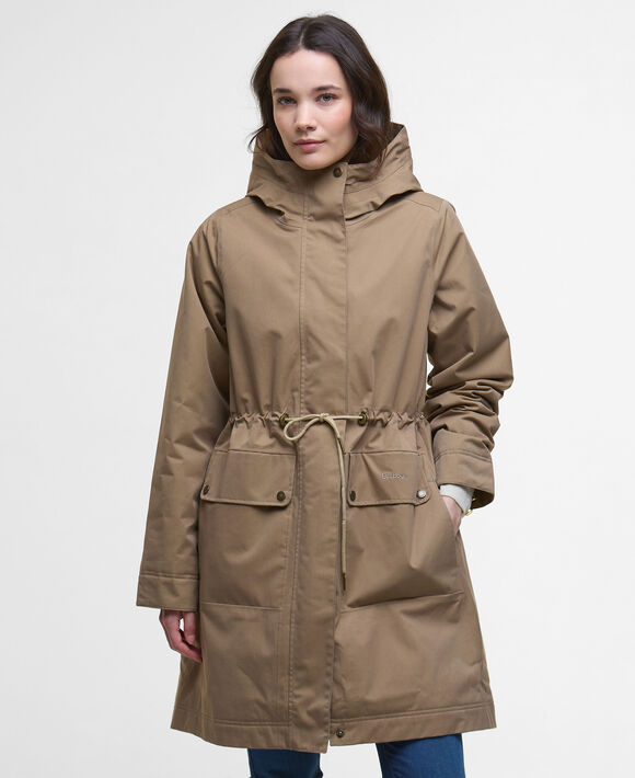 Barbour Bowlees Waterproof Jacket: Military Brown