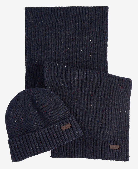 Barbour Carlton Beanie and Scarf Set: Navy