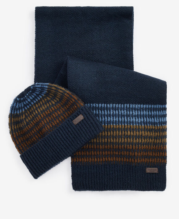Barbour Branton Beanie and Scarf Set: Navy