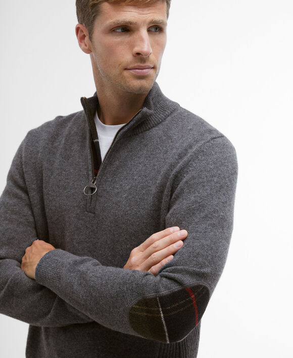 Barbour Holden Half Zip Sweater: Mid Grey