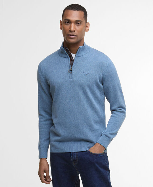 Barbour Cotton Half Zip Sweater: Bluestone