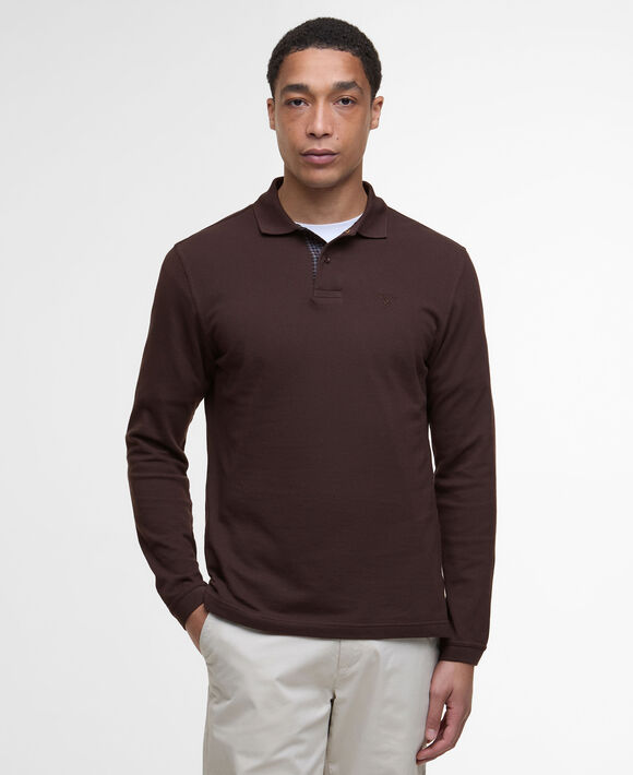 Barbour Long Sleeve Polo: Dark Oak