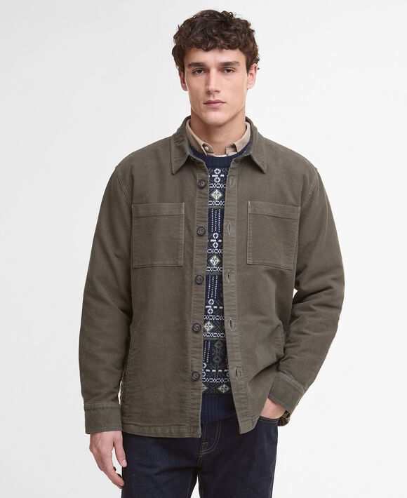 Barbour Regular Moleskin Overshirt: Dark Olive