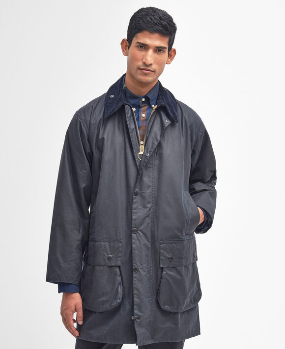 Barbour Border Wax Jacket: Navy