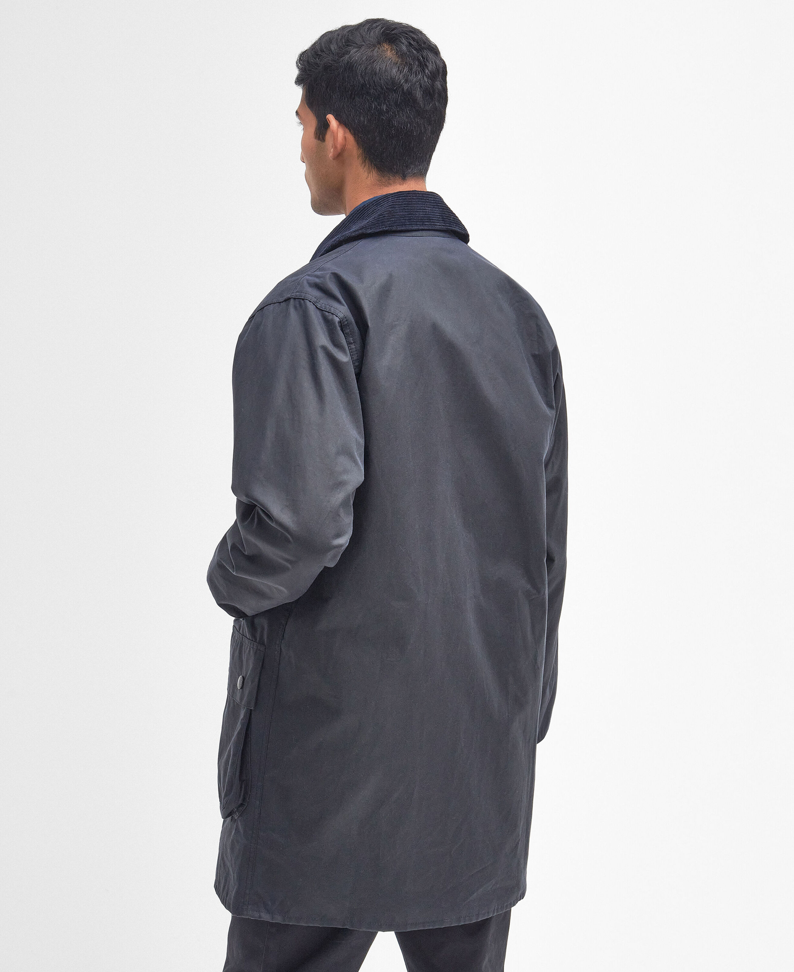 Barbour Border Wax Jacket: Navy