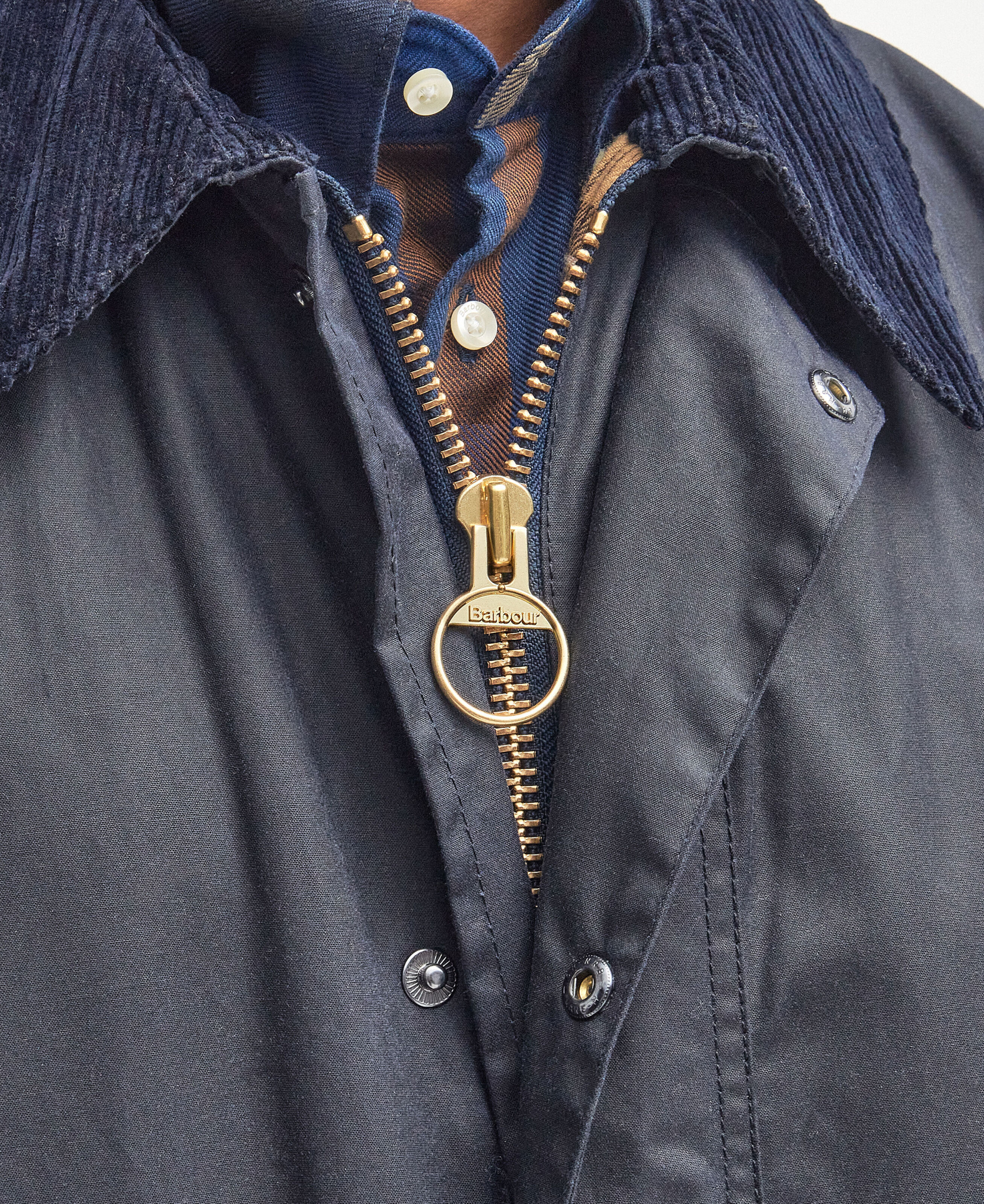 Barbour Border Wax Jacket: Navy