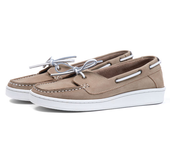 Barbour Miranda Boat Shoe: Stone Nubuck