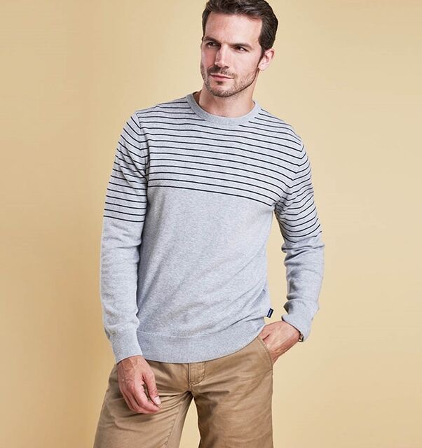 Barbour Alness Sweater- Grey Front Model