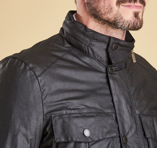Barbour Corbridge Wax Jacket - Black Detail A