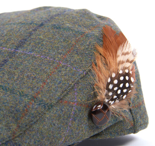 Barbour Tweed Flat Cap-Green/Blue Check