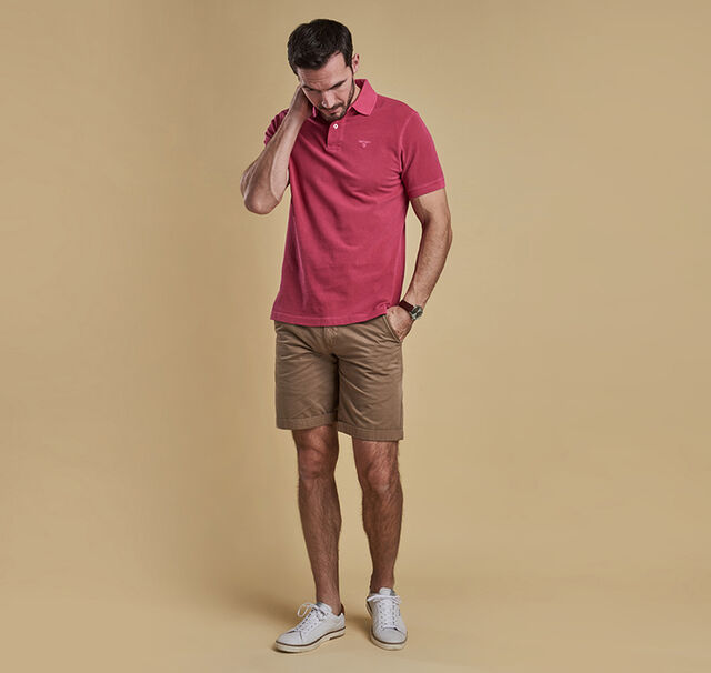Barbour Washed Sorts Polo Shirt- Fushia-Get the look