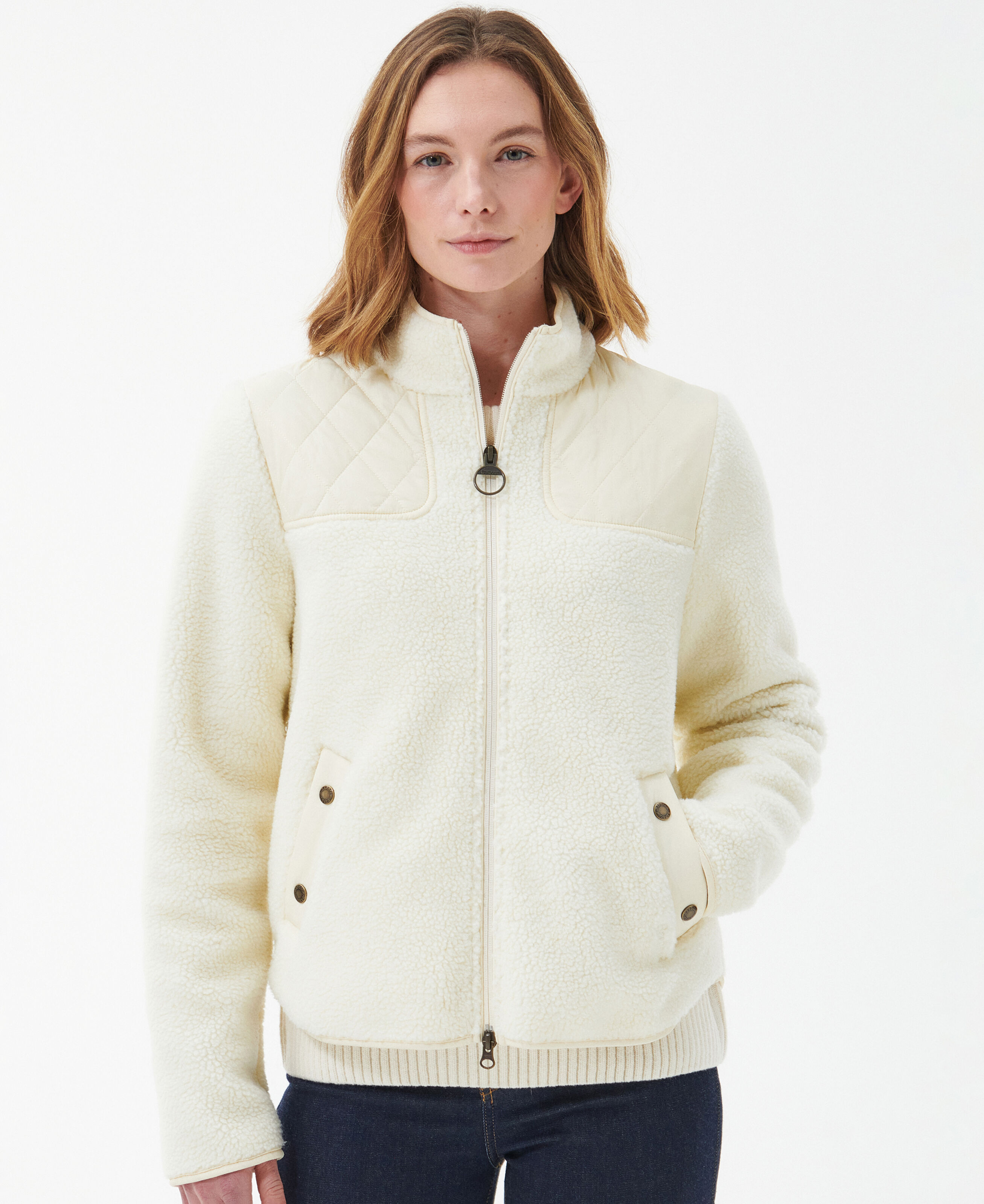 Barbour wool jacket womens white on sale