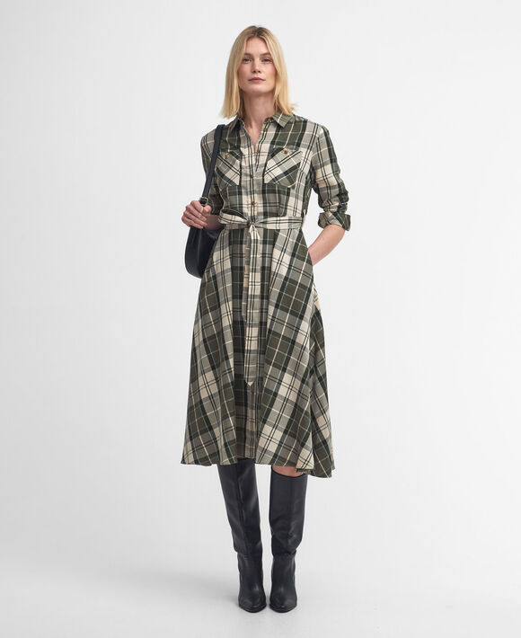 Barbour Marianne Tartan Midi Dress: Ancient Loden