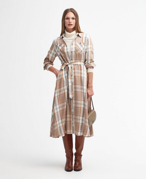 Barbour Marianne Dress: Winter White Smoke Tartan