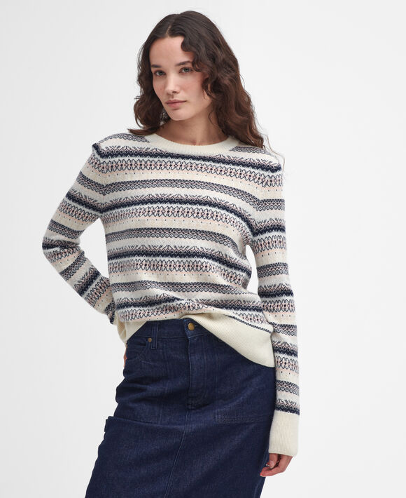 Barbour Peak Striped Crew Neck Knitted Jumper: Multi
