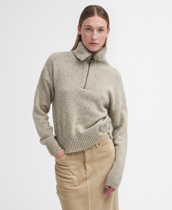 Barbour Lavensdale Half Zip Jumper: Oatmeal