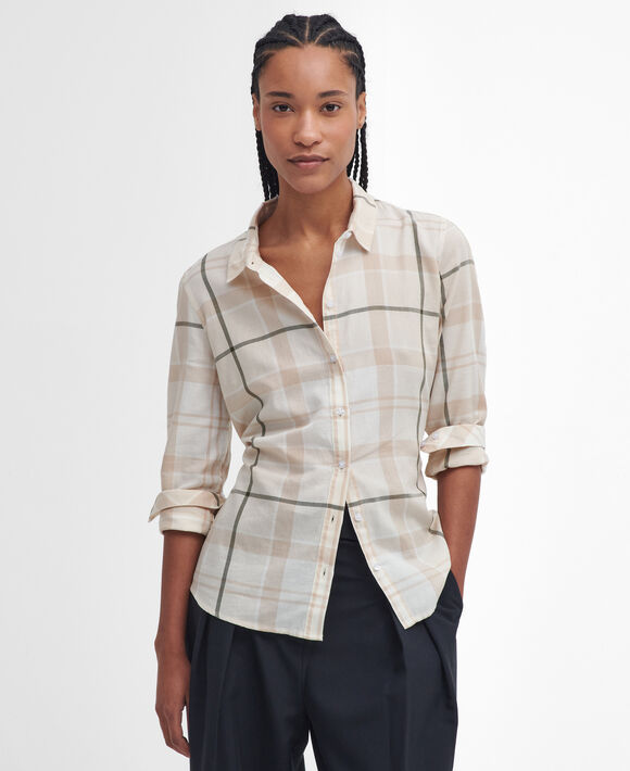 Barbour Bredon Check Shirt: Winter White