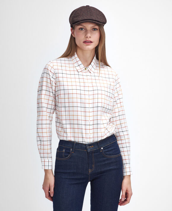Barbour Triplebar Shirt: Cloud / Spiced Pumpkin