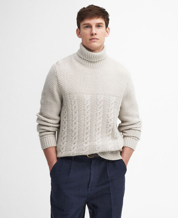 Barbour Daleside Roll Neck Jumper: Chalk Marl