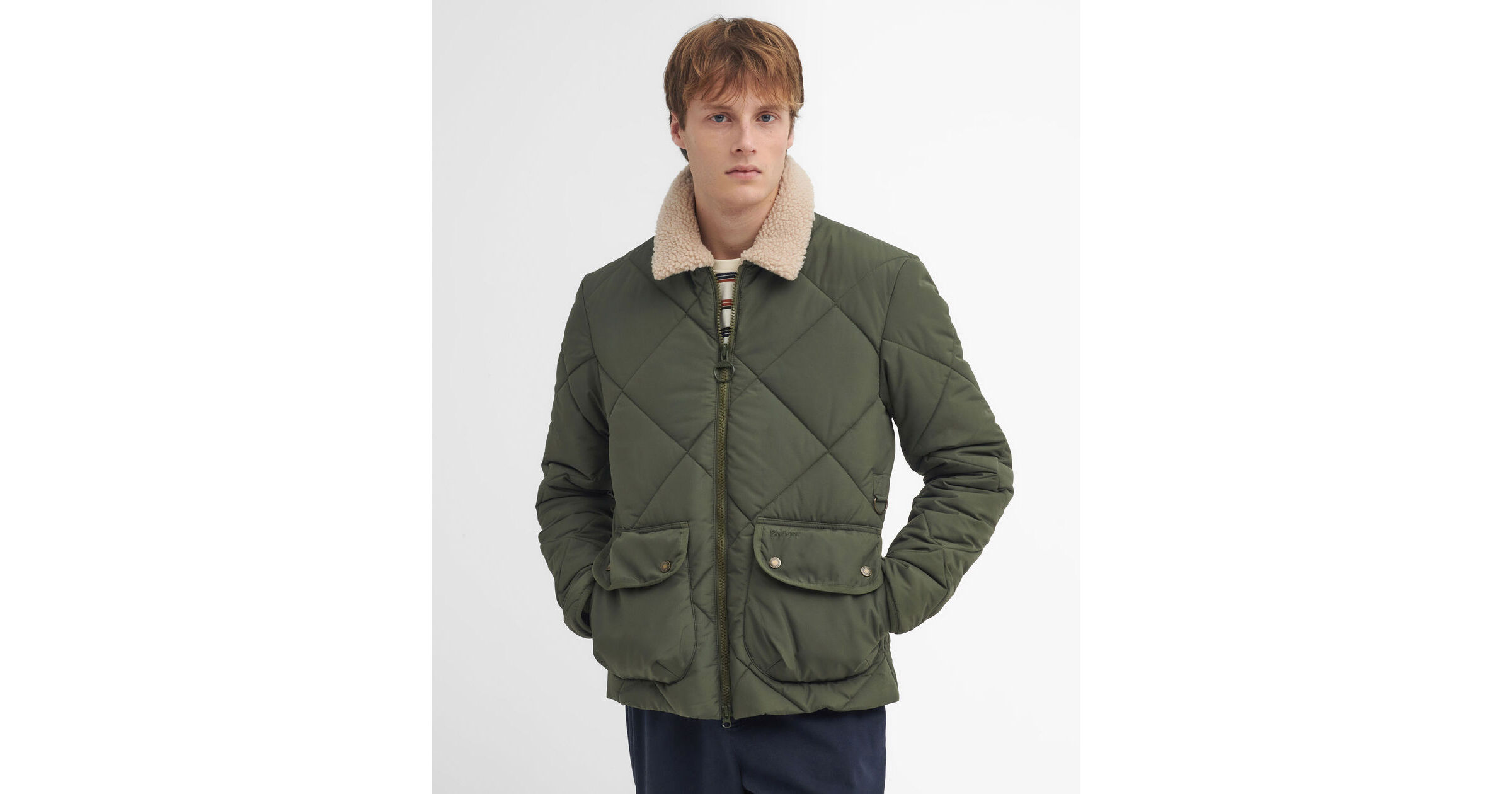Barbour Angler Quilted Jacket: Fern