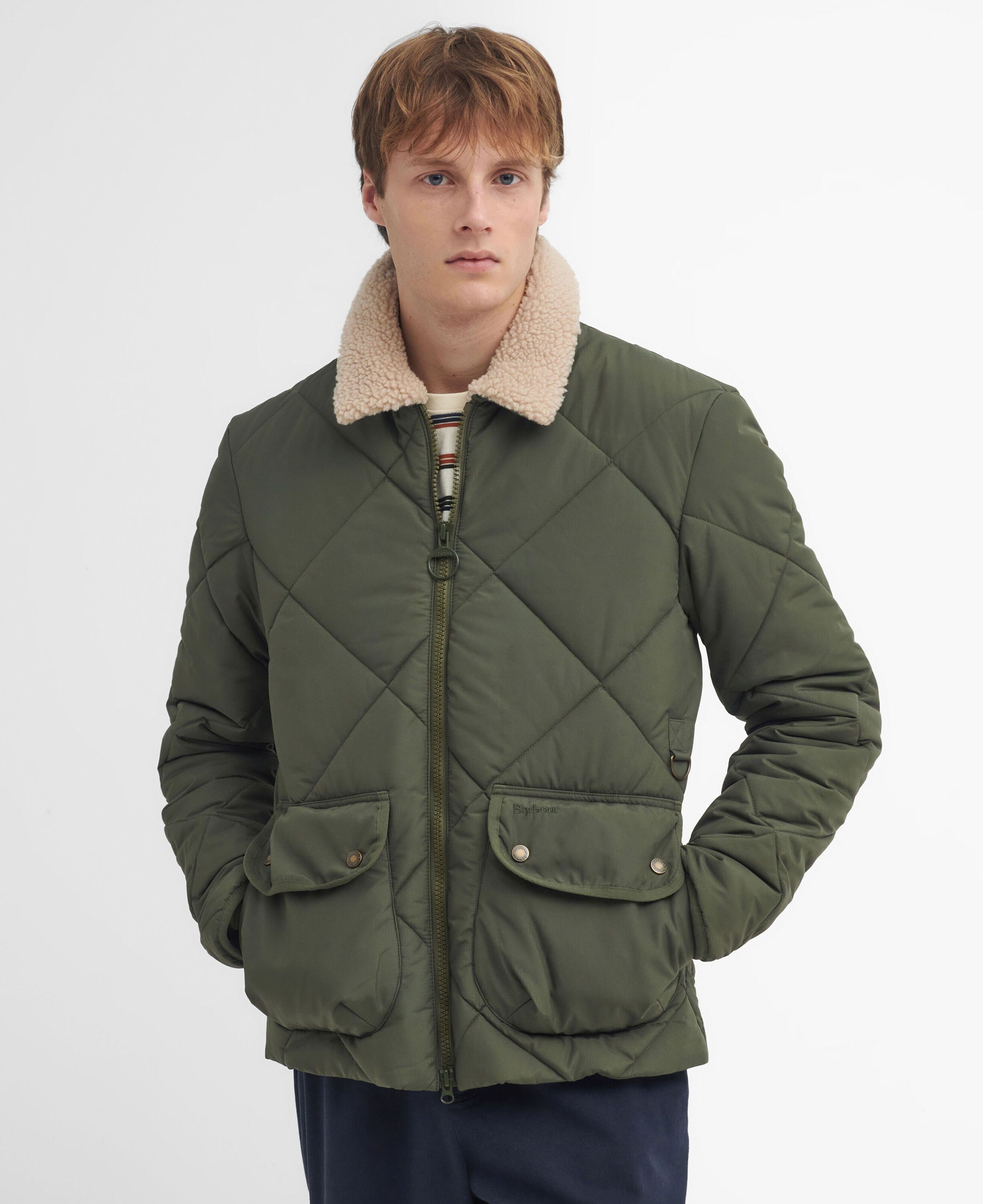 Barbour Angler Quilted Jacket: Fern